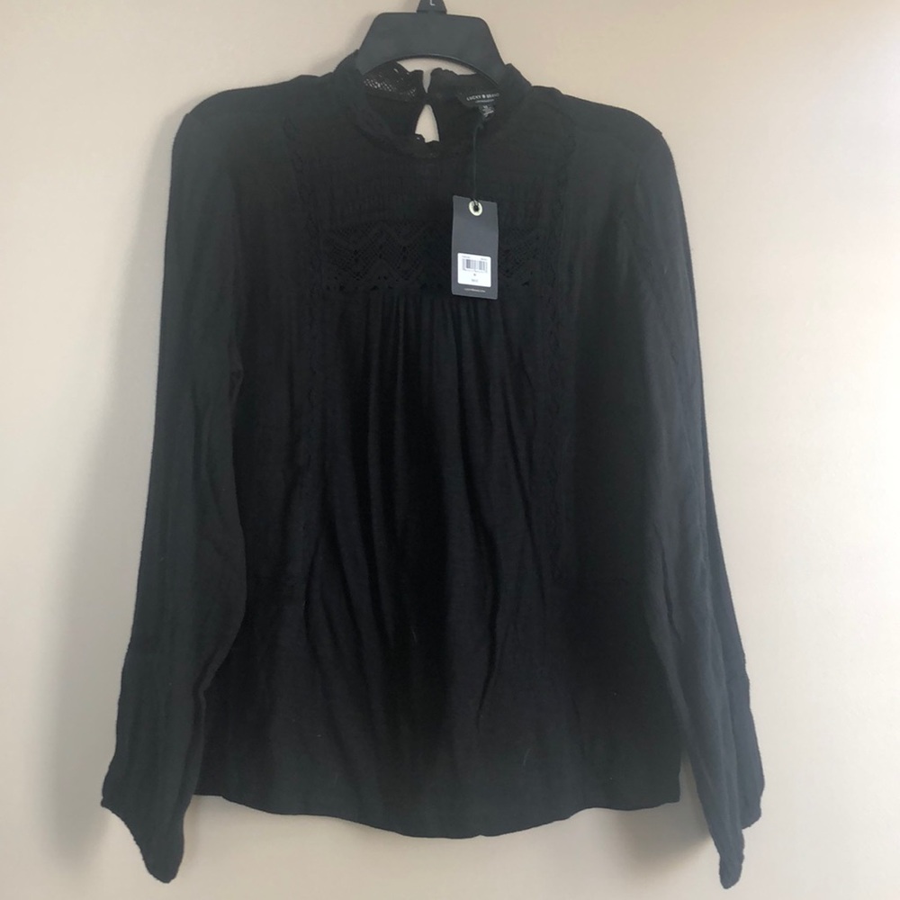 Lucky Brand blouse with crochet accents NWT